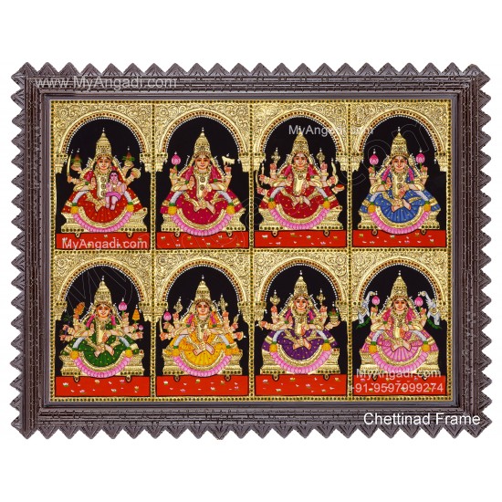Ashta Lakshmi Tanjore Painting, AshtaLakshmi Tanjore Painting