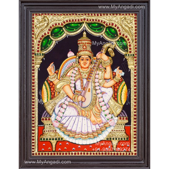 Saraswathi  3D Tanjore Painting