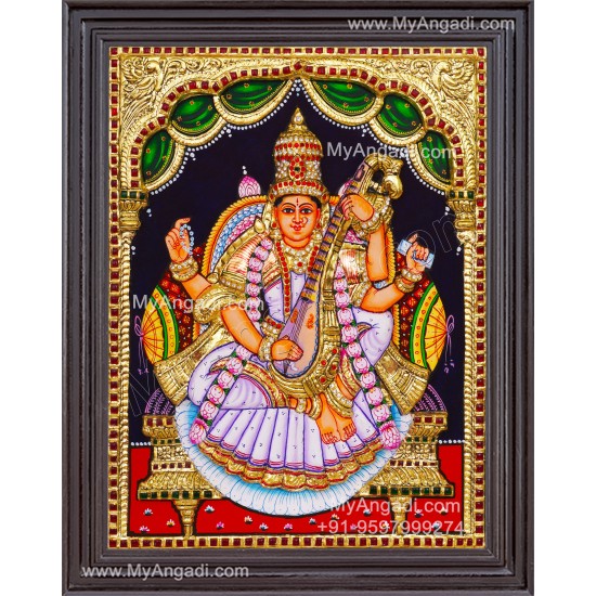 Saraswathi  3D Tanjore Painting