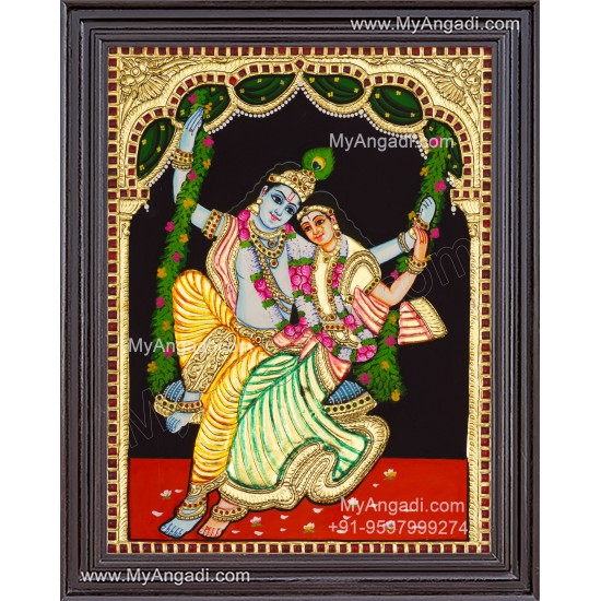 Jhula Radha Krishna Tanjore Painting
