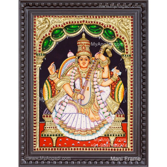 Saraswathi  3D Tanjore Painting