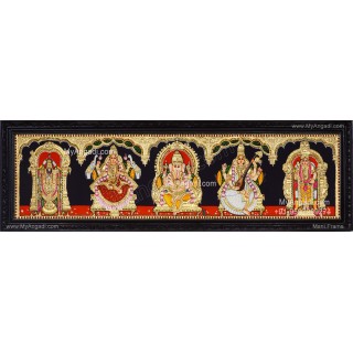5 Panel Balaji Lakshmi Murugan Ganesha Saraswathi Tanjore Painting