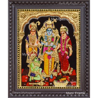 Ram Darbar - Ram with Sita, Hanuman, Lakshmanan Bharathan and Shatrughna Tanjore Painting