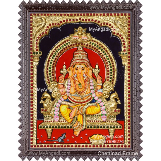 Ganesha 3d Embossed Tanjore Painting