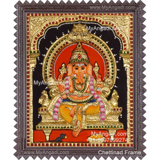 Ganesha 3d Embossed Tanjore Painting