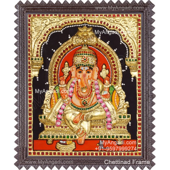 Ganesha 3d Embossed Tanjore Painting