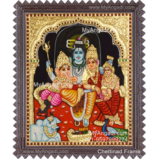Shiva Family Tanjore Painting - Shiva Parivar