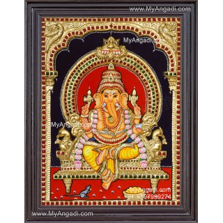 Ganesha 3d Embossed Tanjore Painting
