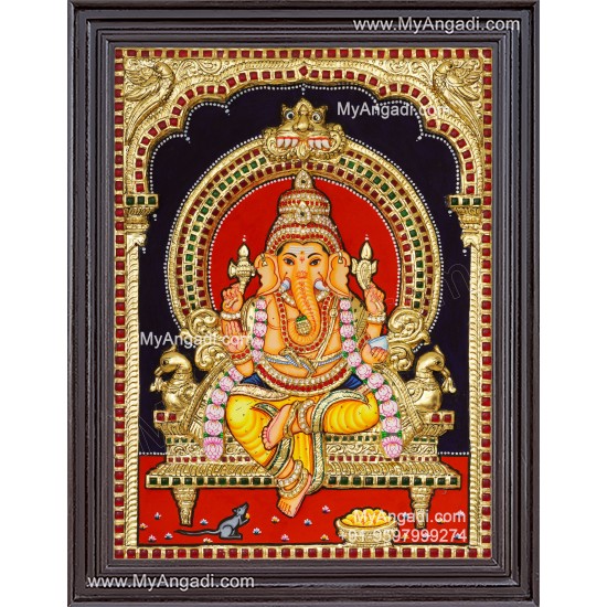 Ganesha 3d Embossed Tanjore Painting