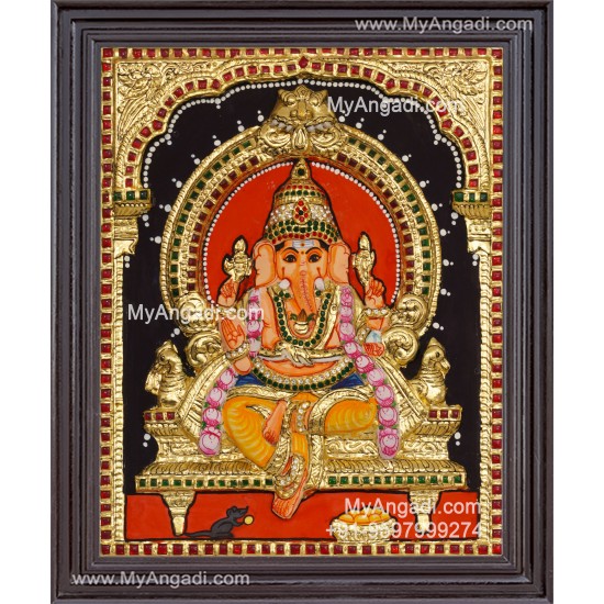 Ganesha 3d Embossed Tanjore Painting