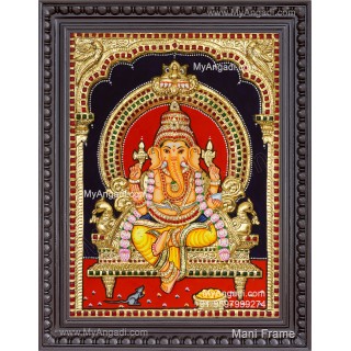 Ganesha 3d Embossed Tanjore Painting