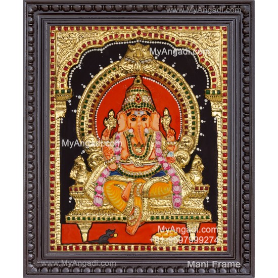 Ganesha 3d Embossed Tanjore Painting