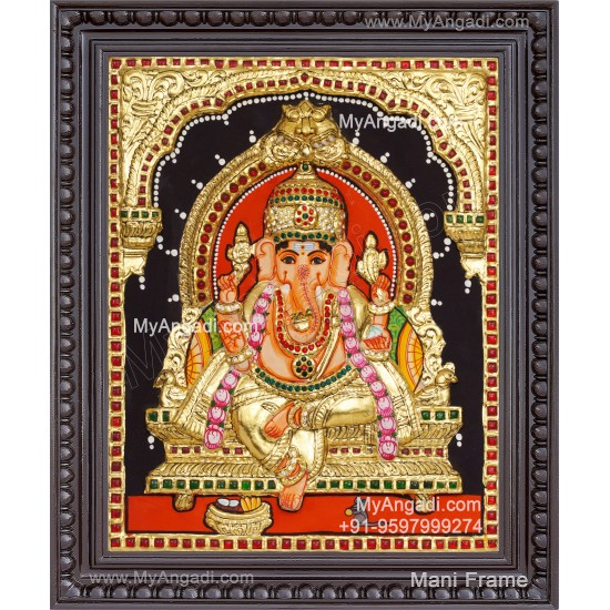 Ganesha 3d Embossed Tanjore Painting