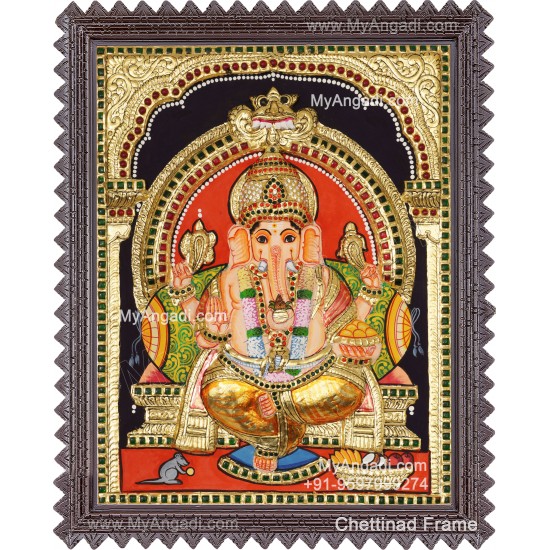 Ganesha 3d Embossed Tanjore Painting
