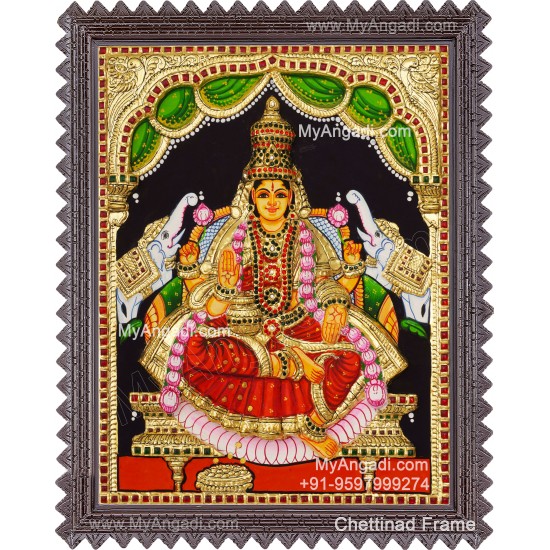Gajalakshmi 3d Embossed Tanjore Painting