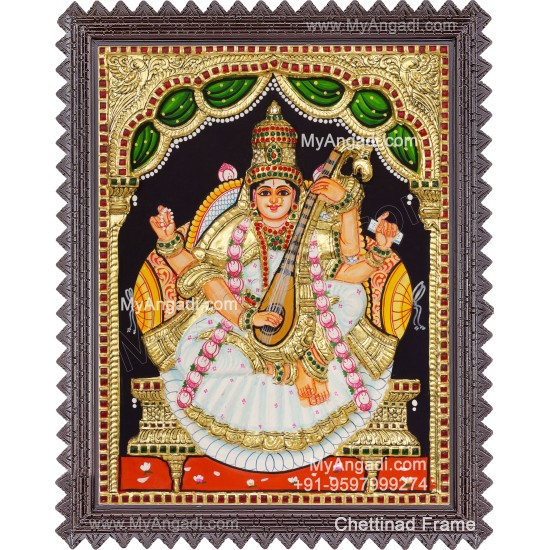Saraswathi  3D Tanjore Painting