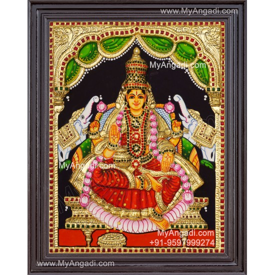 Gajalakshmi 3d Embossed Tanjore Painting