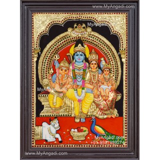 Shiva Family 3D Tanjore Painting