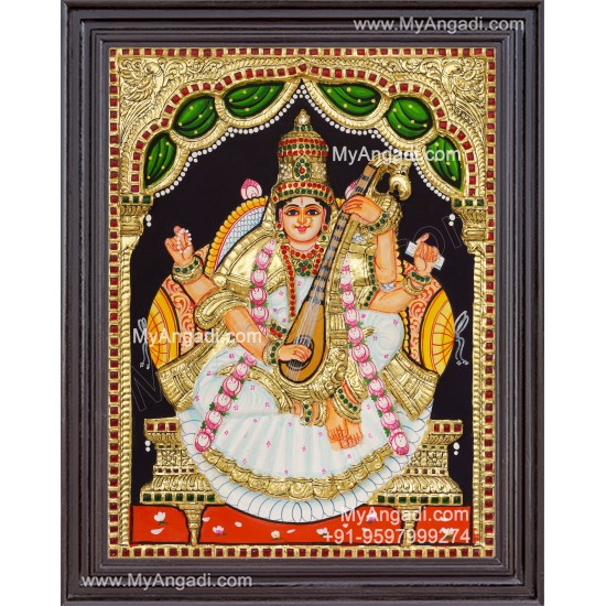 Saraswathi  3D Tanjore Painting