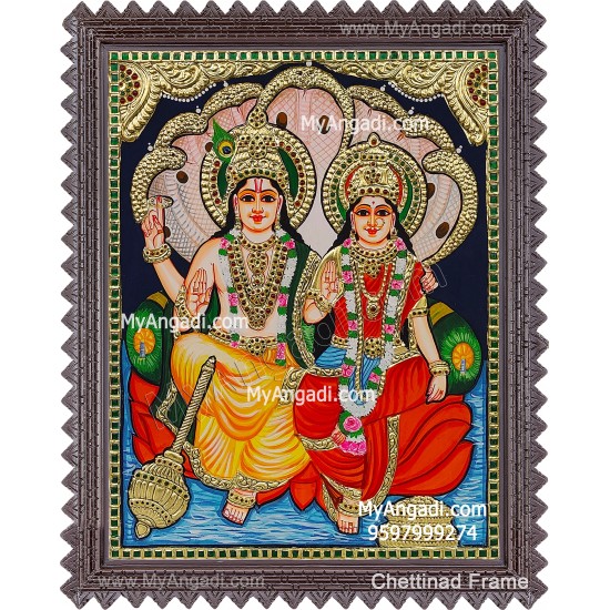 Vishnu and Lakshmi Tanjore Painting