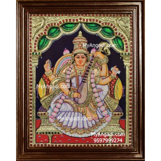 Saraswathi  3D Tanjore Painting