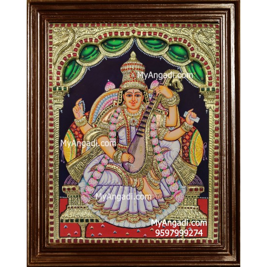 Saraswathi 3D Tanjore Painting Saraswathi 3D Tanjore Painting