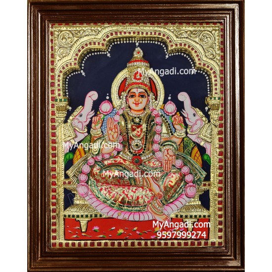 Gaja Lakshmi 3d Embossed Tanjore Painting