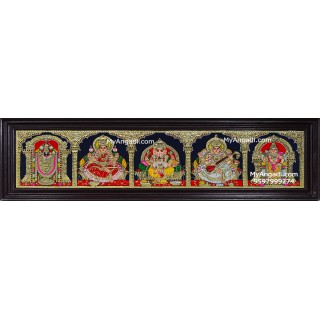 5 Panel Balaji Lakshmi Murugan Ganesha Saraswathi Tanjore Painting