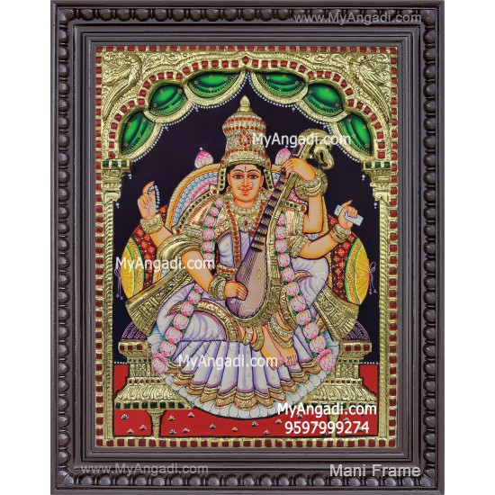 Saraswathi 3D Tanjore Painting Saraswathi 3D Tanjore Painting