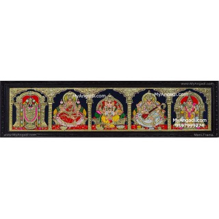 5 Panel Balaji Lakshmi Murugan Ganesha Saraswathi Tanjore Painting