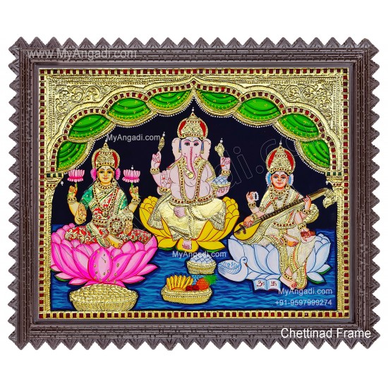 3 Panel Lakshmi Ganesha Saraswathi Tanjore Painting 3 Panel Lakshmi Ganesha Saraswathi Tanjore Painting