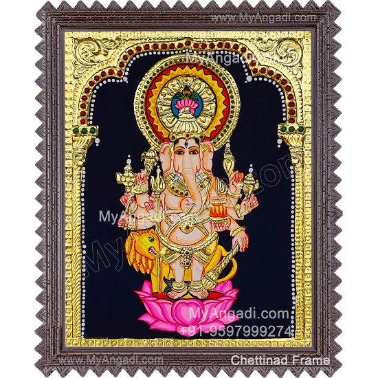 Kan Drishti Ganapathi Tanjore Painting