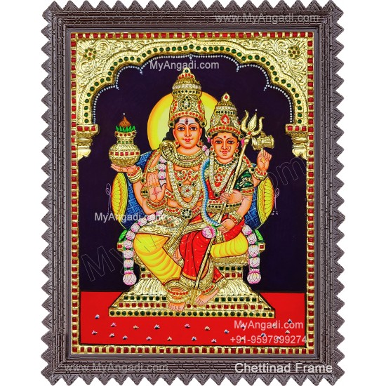 3D Shivan Parvathi Tanjore Painting 3D Shivan Parvathi Tanjore Painting