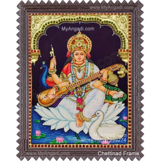 Saraswathi  3D Tanjore Painting