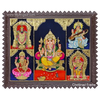 Panel Balaji Lakshmi Murugan Ganesha Saraswathi Tanjore Painting Panel Balaji Lakshmi Murugan Ganesha Saraswathi Tanjore Painting