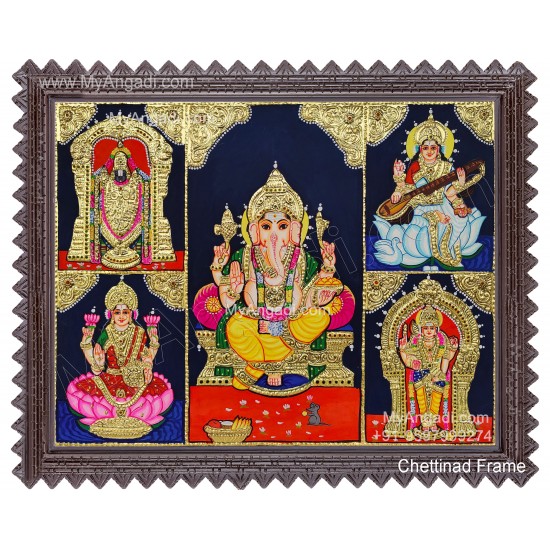 Panel Balaji Lakshmi Murugan Ganesha Saraswathi Tanjore Painting Panel Balaji Lakshmi Murugan Ganesha Saraswathi Tanjore Painting