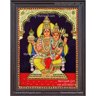 3D Shivan Parvathi Tanjore Painting