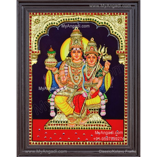 3D Shivan Parvathi Tanjore Painting 3D Shivan Parvathi Tanjore Painting