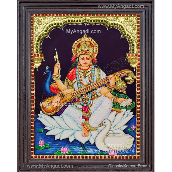 Saraswathi 3D Tanjore Painting Saraswathi 3D Tanjore Painting