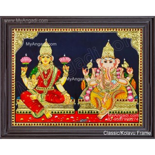 Panel Ganesha Lakshmi Tanjore Painting