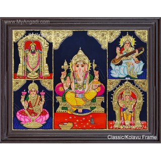 Panel Balaji Lakshmi Murugan Ganesha Saraswathi Tanjore Painting