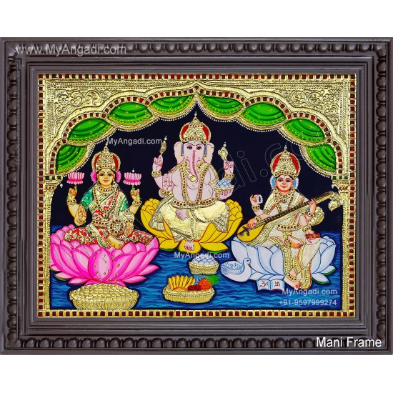 3 Panel Lakshmi Ganesha Saraswathi Tanjore Painting 3 Panel Lakshmi Ganesha Saraswathi Tanjore Painting