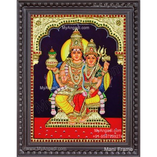 3D Shivan Parvathi Tanjore Painting