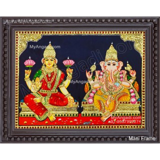 Panel Ganesha Lakshmi Tanjore Painting