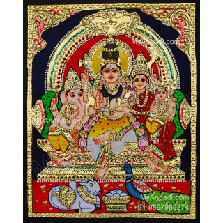 Shivan Family Tanjore Painting Shivan Family Tanjore Painting