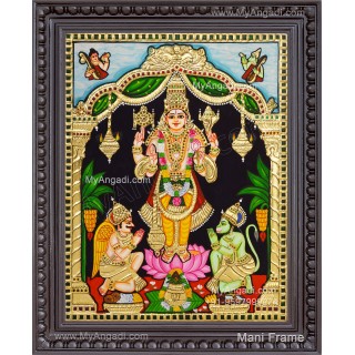 Vishnu With Hanuman and GarudanTanjore Painting