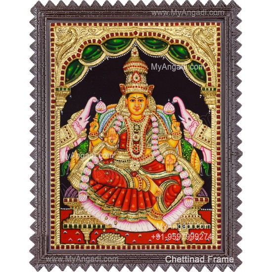Gaja Lakshmi 3d Embossed Tanjore Painting