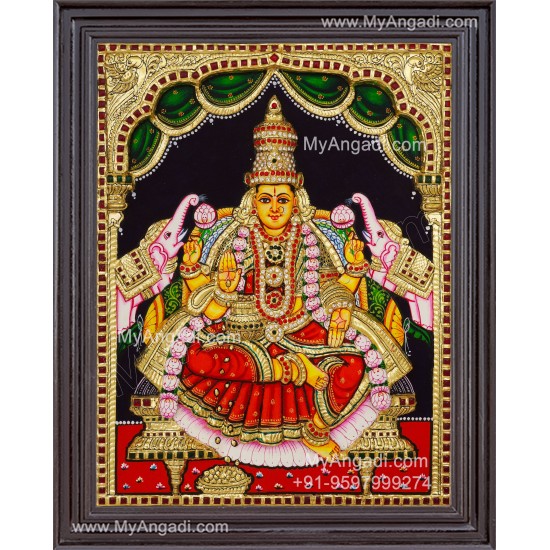 Gaja Lakshmi 3d Embossed Tanjore Painting