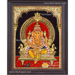 Ganesha 3d Embossed Tanjore Painting