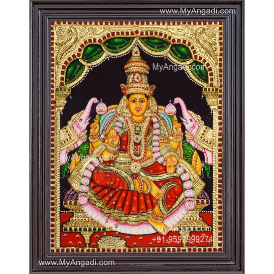 Gaja Lakshmi 3d Embossed Tanjore Painting